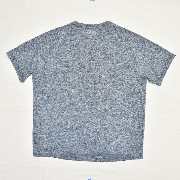 Under Armour Men T Shirt Short Sleeve Striped Polyester Blue Size 2XL Tech Tee - Picture 3 of 8